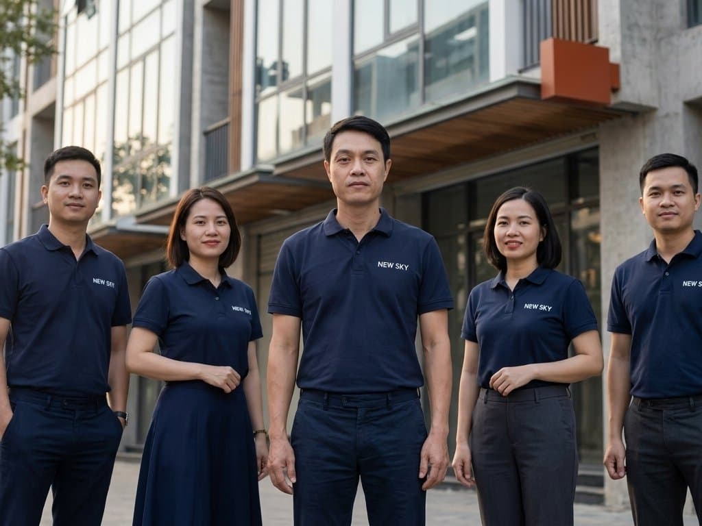 Đội ngũ New Sky trong đồng phục công ty